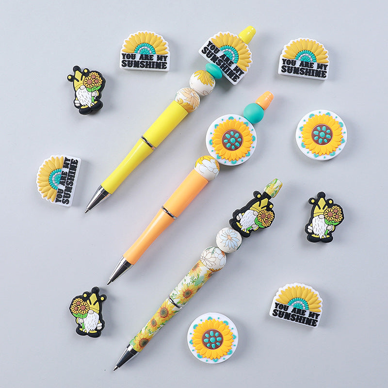 20Pcs Silicone Focal Beads Daisy Turquoise Sunflower Holding Flower 4