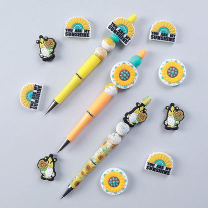20Pcs Silicone Focal Beads Daisy Turquoise Sunflower Holding Flower 4