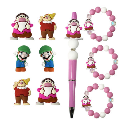20Pcs Silicone 3D Focal Beads Mini Dwarfs with Pointed Hats 5