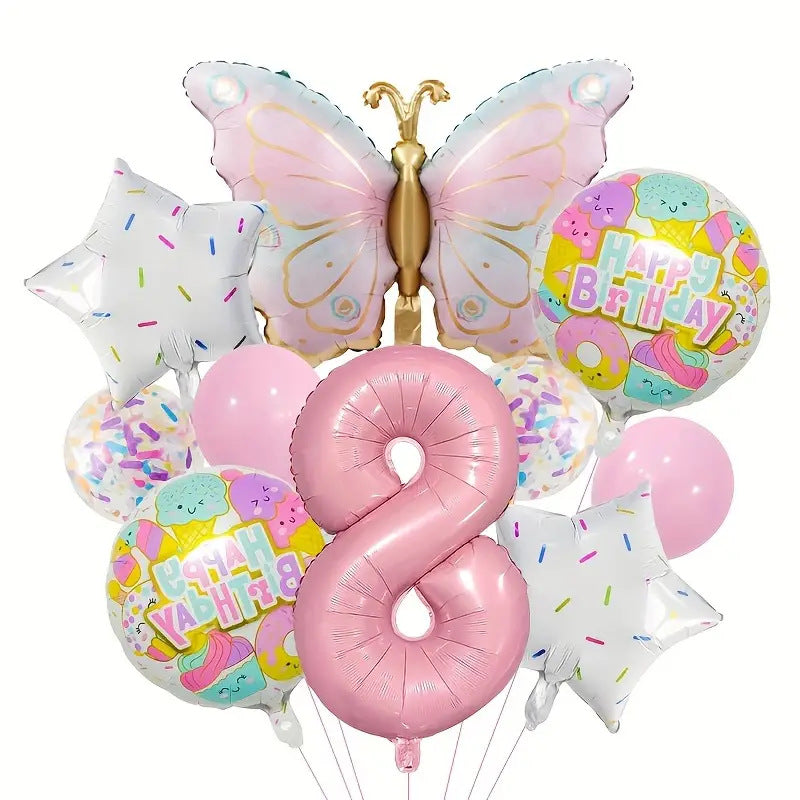 Butterfly Donut Foil Balloon Set Birthday Party Decoration 10