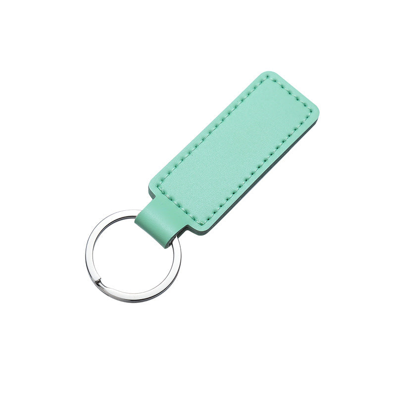 Creative PU Leather Keychain Rectangular Tag with Metal Ring 5