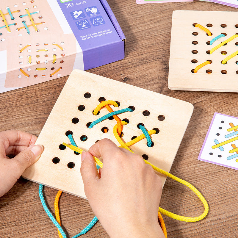 Wooden Double Battle Pattern Rope Montessori Toys for Kids 5