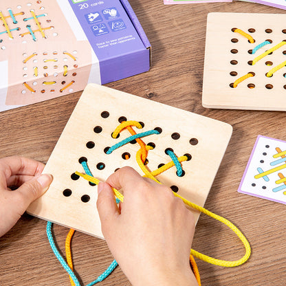 Wooden Double Battle Pattern Rope Montessori Toys for Kids 5