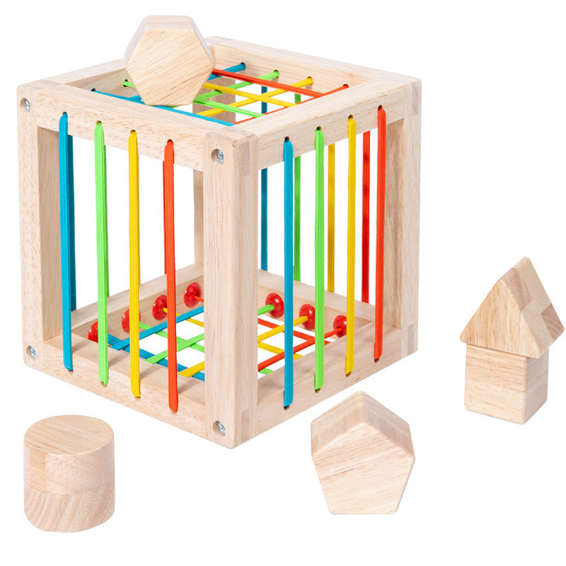 Wooden Montessori Toys Rainbow Sensory Training Cube 15.5cm 6
