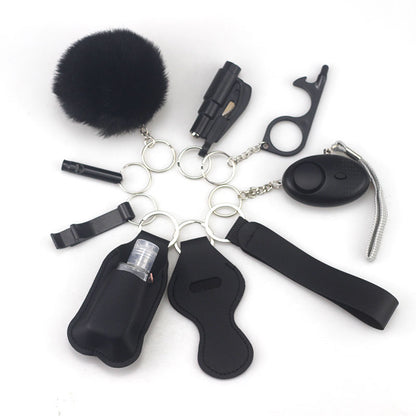 Outdoor Self Defense Alarm Whistle Pompom Keychain 10 Pack 34