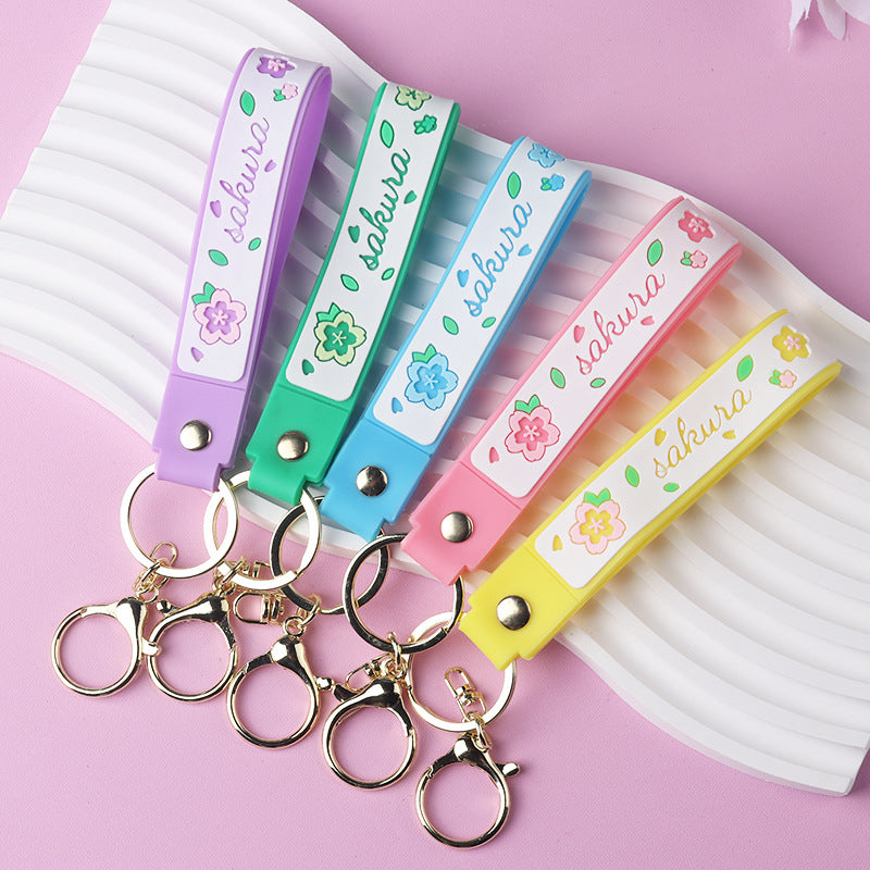 Cherry Blossom PVC Keychain Soft Rubber Bracelet Style