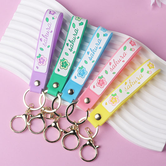 Cherry Blossom PVC Keychain Soft Rubber Bracelet Style
