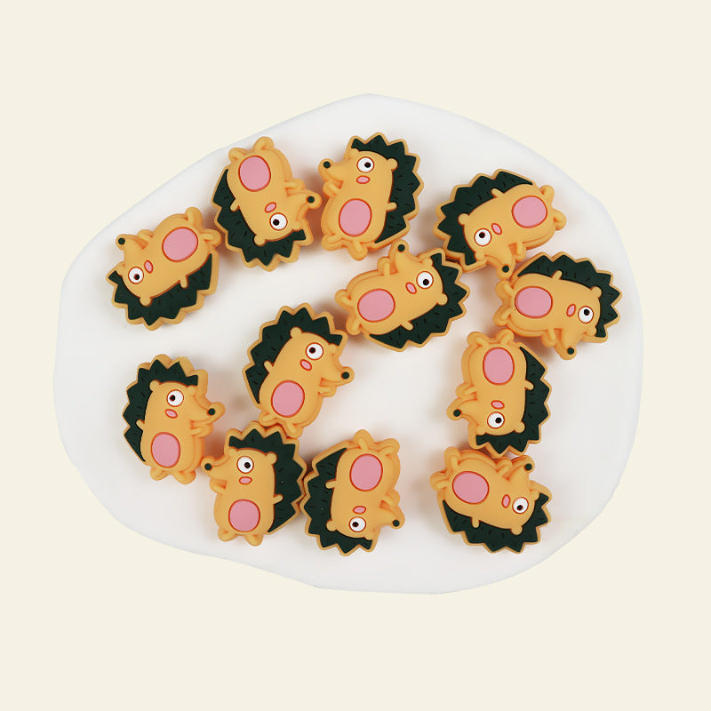 Silicone Focal Beads Cartoon Hedgehog Side Profile Design 4