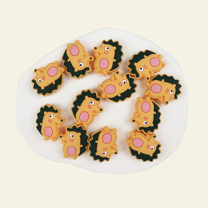 Silicone Focal Beads Cartoon Hedgehog Side Profile Design 4