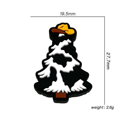 20Pcs Silicone Focal Beads Christmas Tree Black and White Design 2