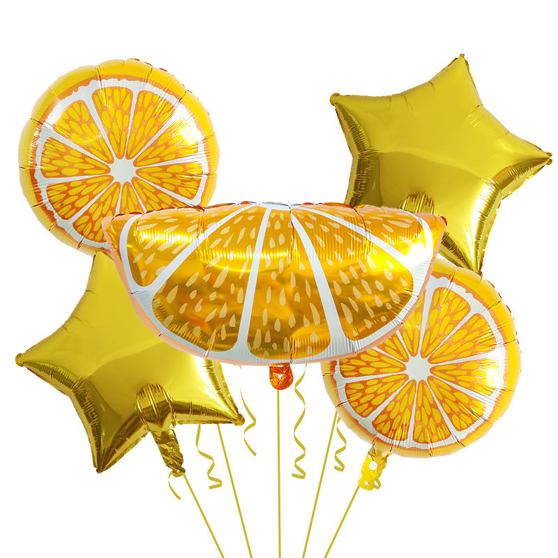 Summer Fruit Foil Balloons Birthday Party Decoration Set 5pcs 9