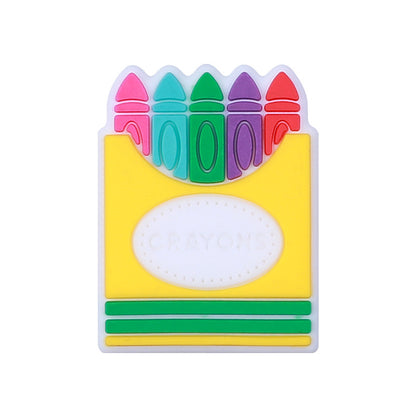 20pcs Silicone Focal Beads Crayon Alarm Clock Bookworm with Layered Detail 8