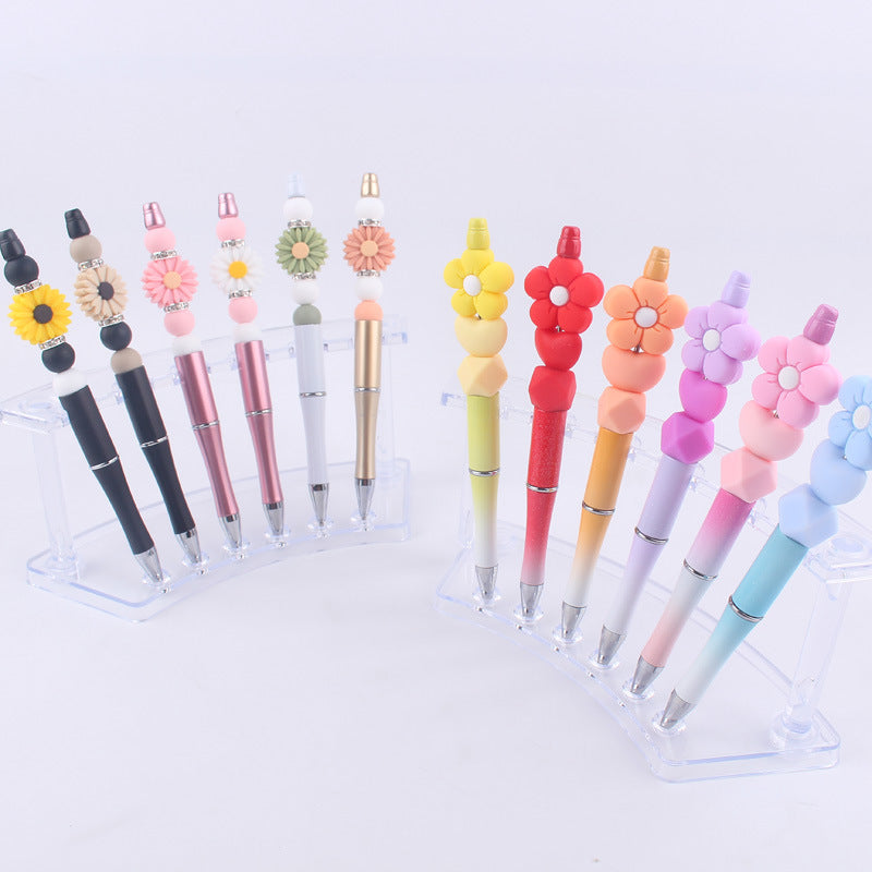 Daisy Flower Silicone Beaded Pens Ballpoint Novelty Handmade Gift 4