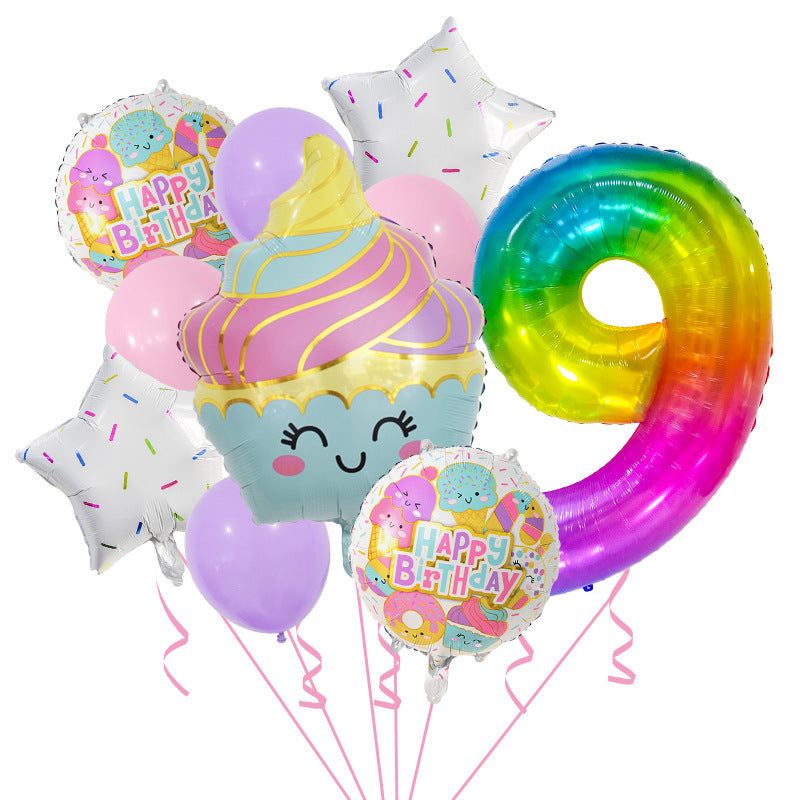 Cupcake and Number 3 Foil Balloons Birthday Party Decoration Set 21