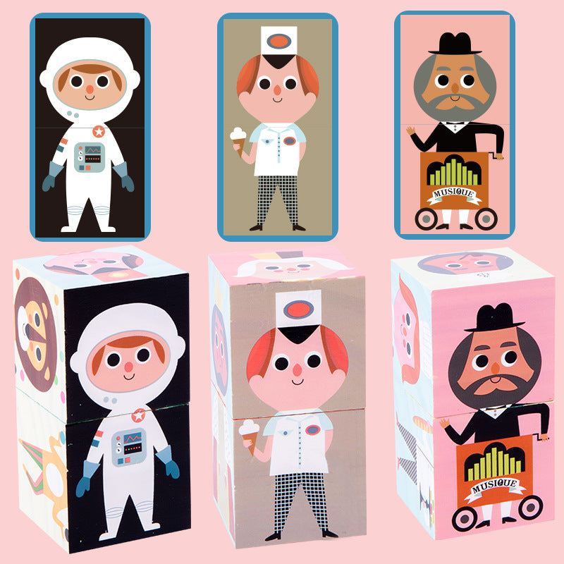Wooden Character Puzzle Blocks Montessori Toys for Kids 2