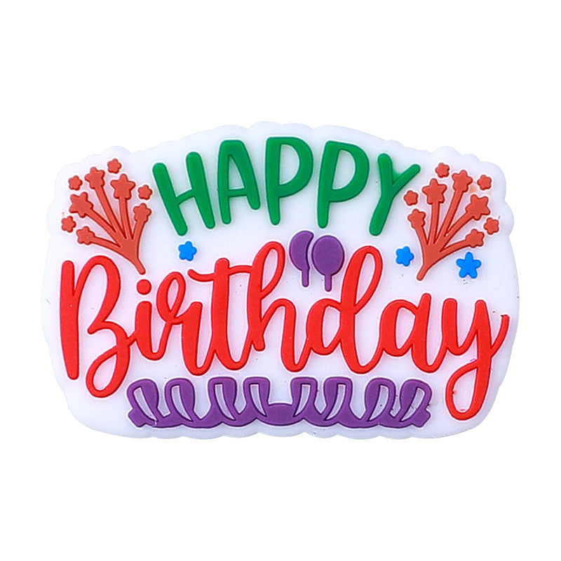 20Pcs Silicone Focal Beads Happy Birthday Party Balloon Cake Heart 8
