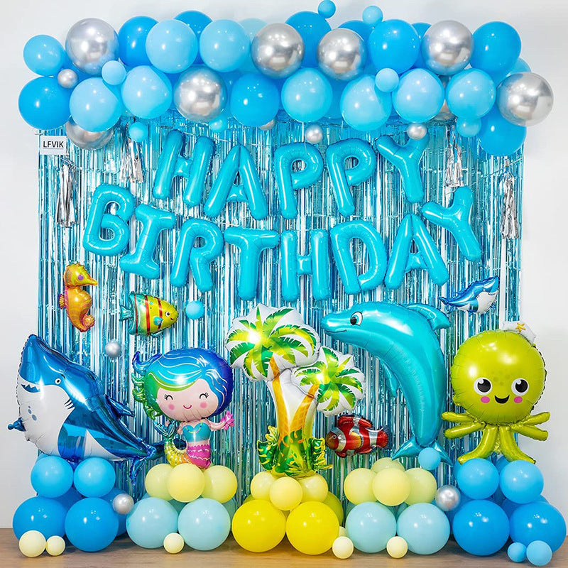 Marine Animal Foil Balloon Set Birthday Party Decoration