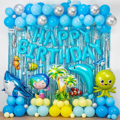 Marine Animal Foil Balloon Set Birthday Party Decoration