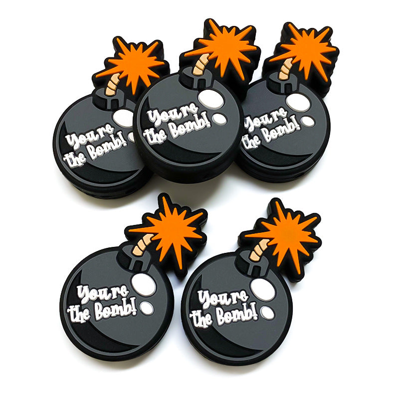 20Pcs Silicone Focal Beads Simulated Bomb With Fuse Detail 4