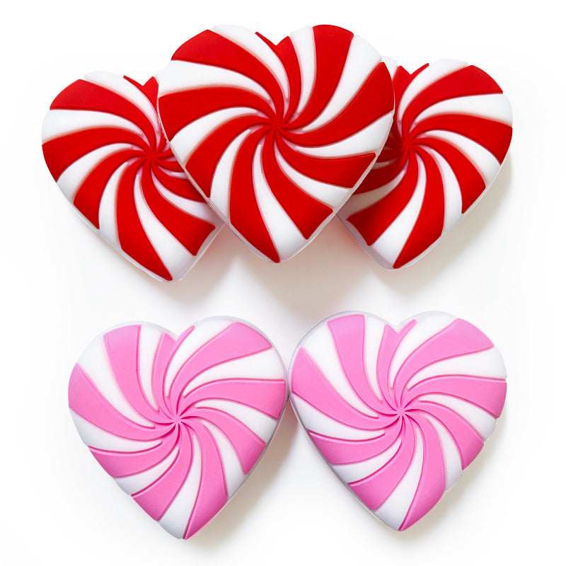 20Pcs Silicone Focal Beads Love Candy Macaron Windmill Design 4