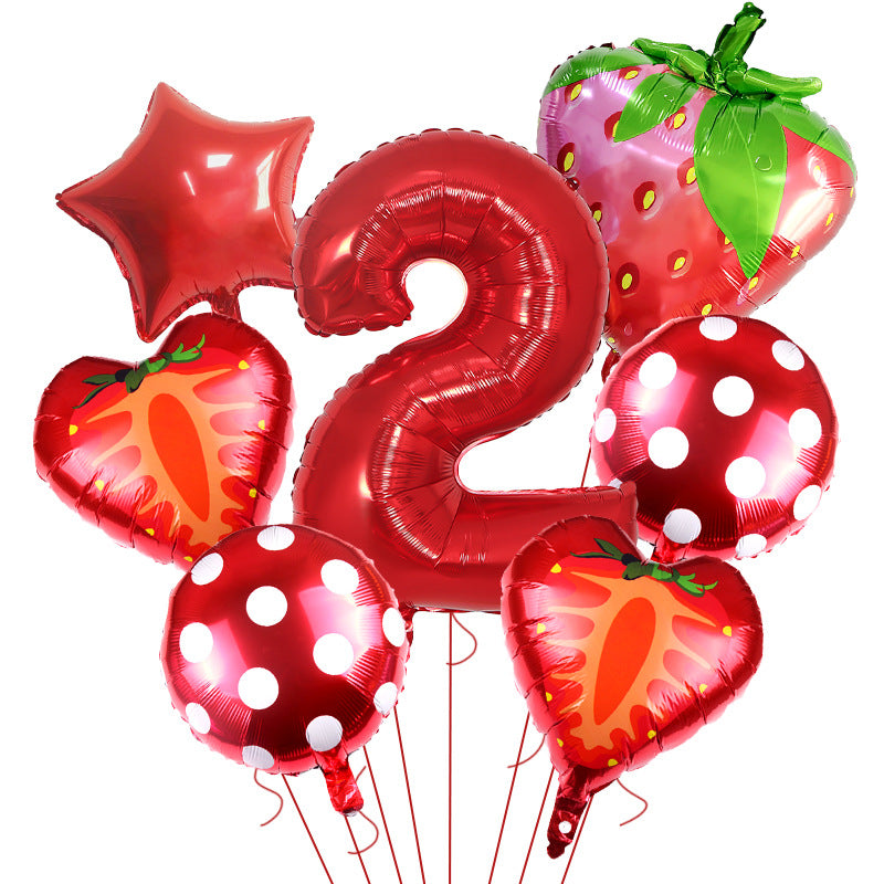 Strawberry Foil Balloon Set Party Decoration 32 Inch 7