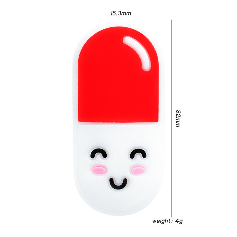 20Pcs Silicone Focal Beads Pills Capsule Smiling Face Design 2