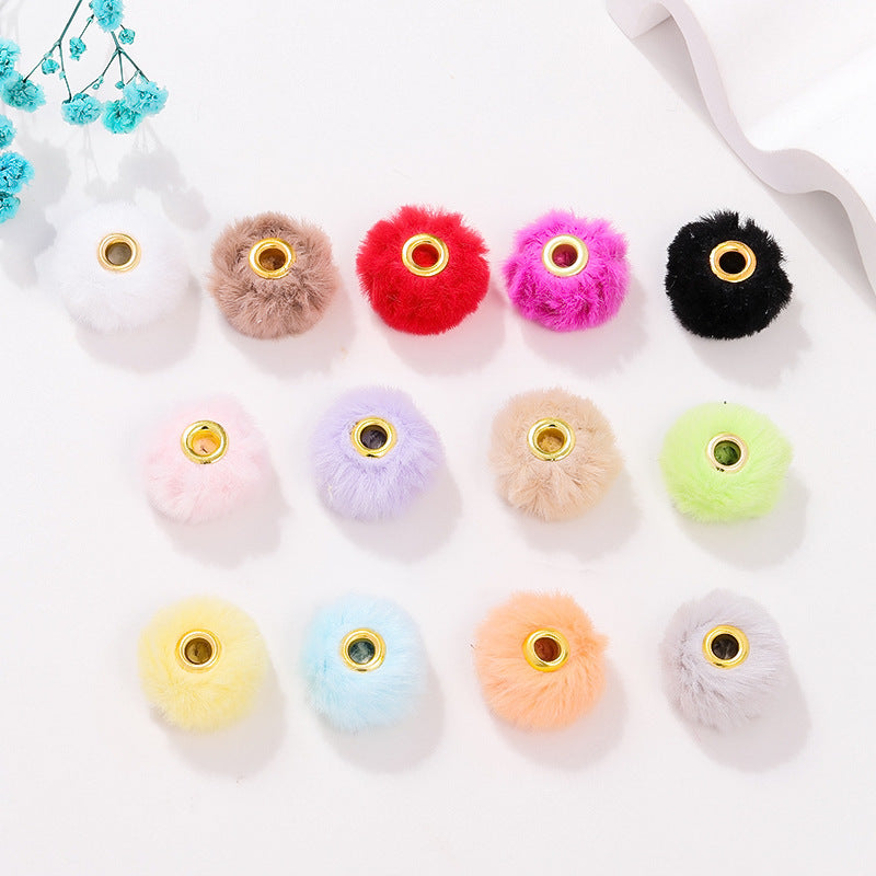 50pcs 20mm Fuzzy Abacus Large Hole Spacer Beads Imitation Rabbit Hair 2