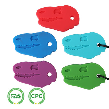 Silicone Dinosaur Head Chew Necklace Sensory Fidget Toy 2