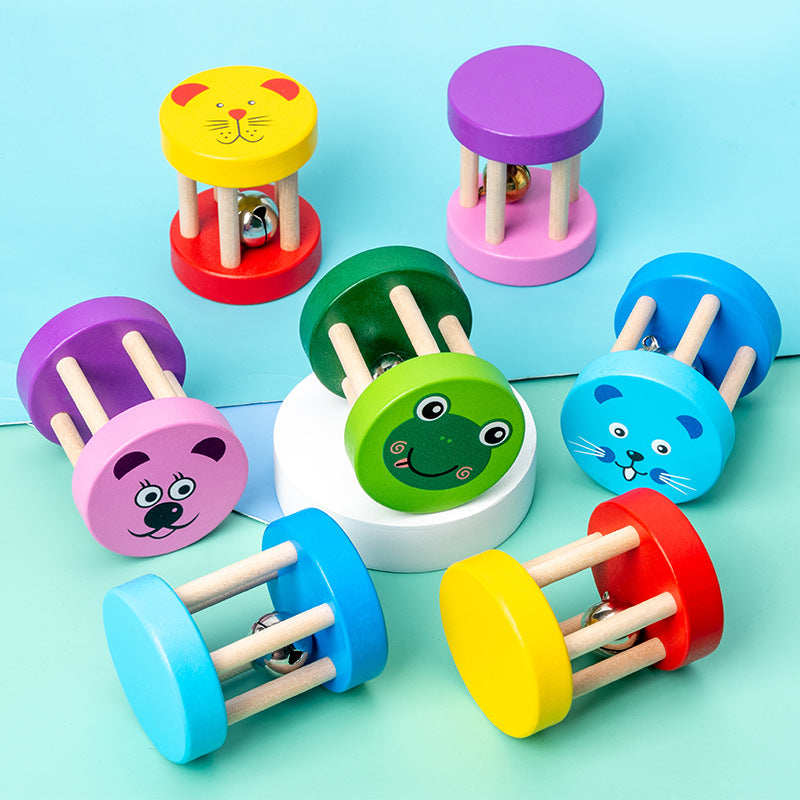 Wooden Rattle Musical Instrument Cage Bell Early Educational Toy 2