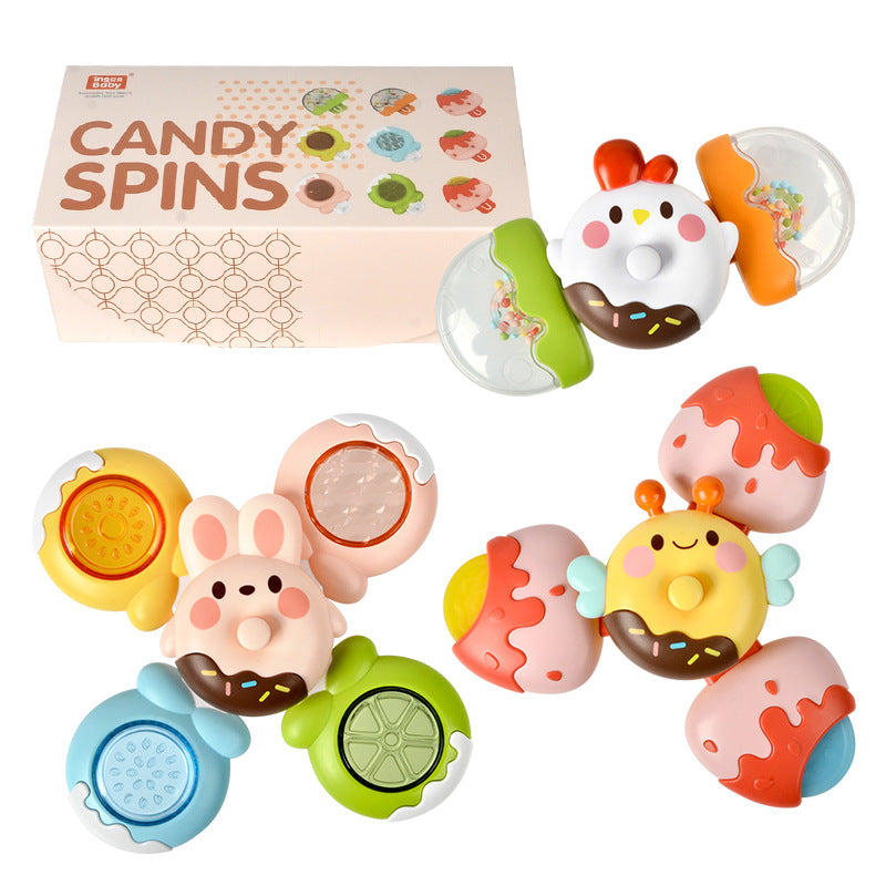 Candy Suction Cup Spinner Bath Toys Set of 3 for Babies