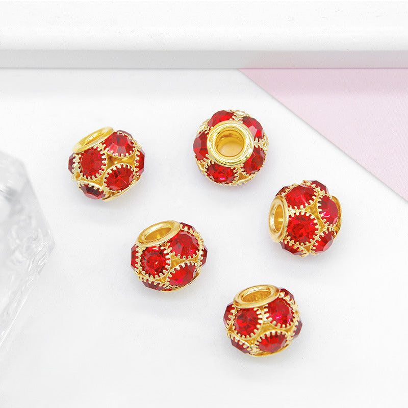 50pcs 8mm Metal Hollow Rhinestone Spacer Beads Silver and Gold 22