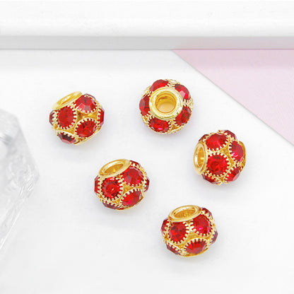 50pcs 8mm Metal Hollow Rhinestone Spacer Beads Silver and Gold 22