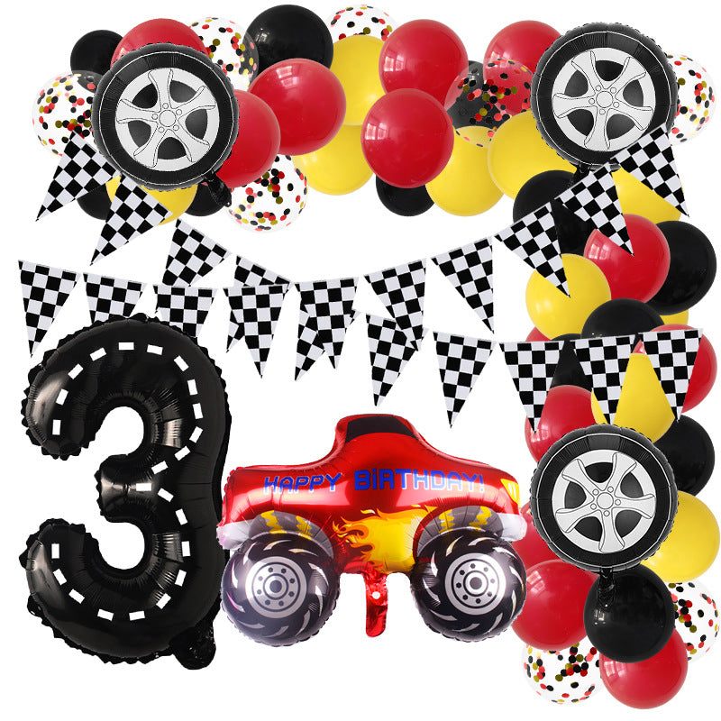 Racing Theme Foil Balloon Set Birthday Party Decoration 7
