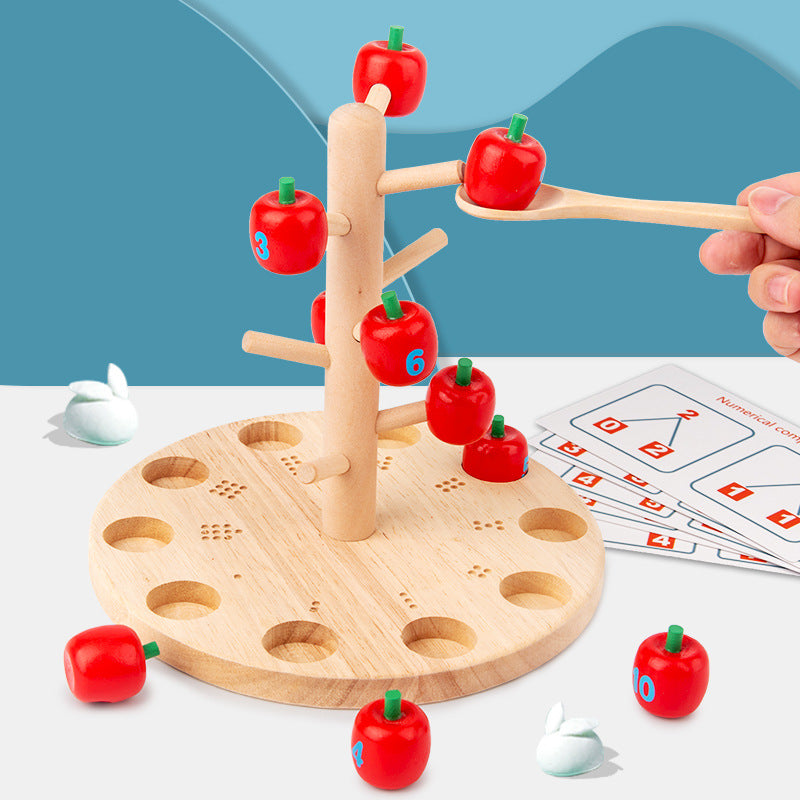 Wooden Apple Montessori Toys Educational Counting Game for Kids 4