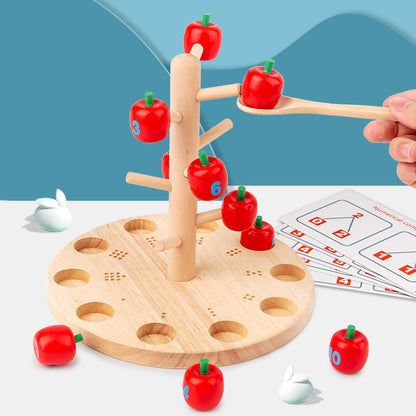 Wooden Apple Montessori Toys Educational Counting Game for Kids 4
