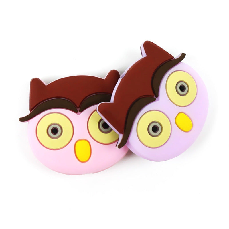 Silicone Focal Beads Cute Owl Front Facing Design 5