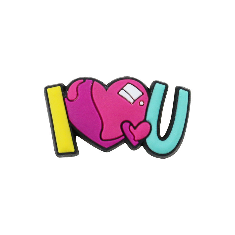20pcs Silicone Focal Beads I Love You Text with Heart Design 5