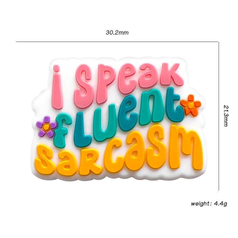 20Pcs Silicone Focal Beads I Speak Fluent Sarcasm With Printed Text 3