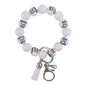 Wooden Dog Tassel Silicone Bead Wristlet Keychain with Charm 7