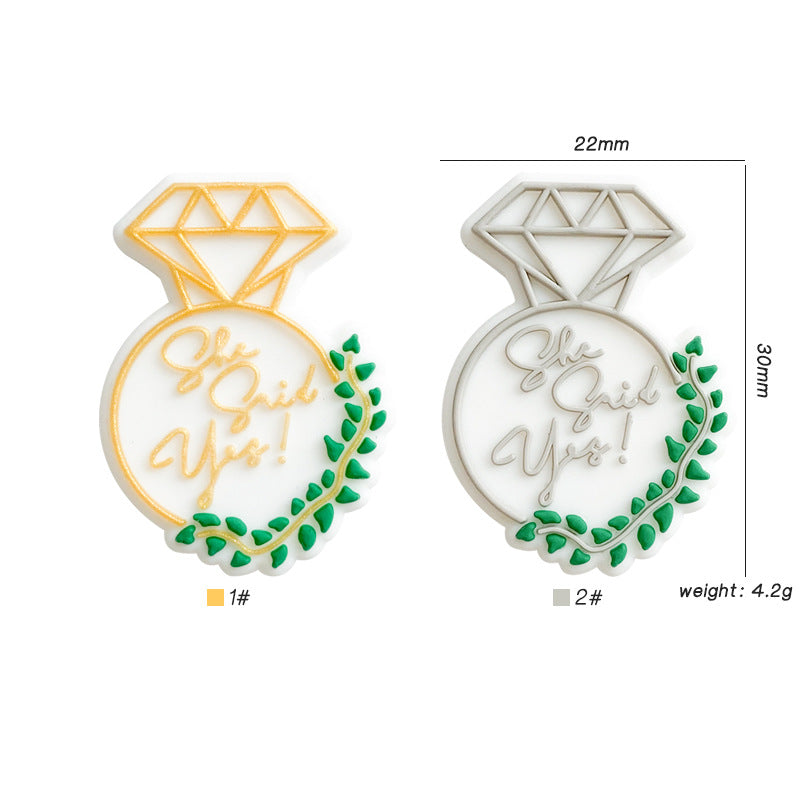 20pcs Silicone Focal Beads Diamond Vase With Leaf Accent