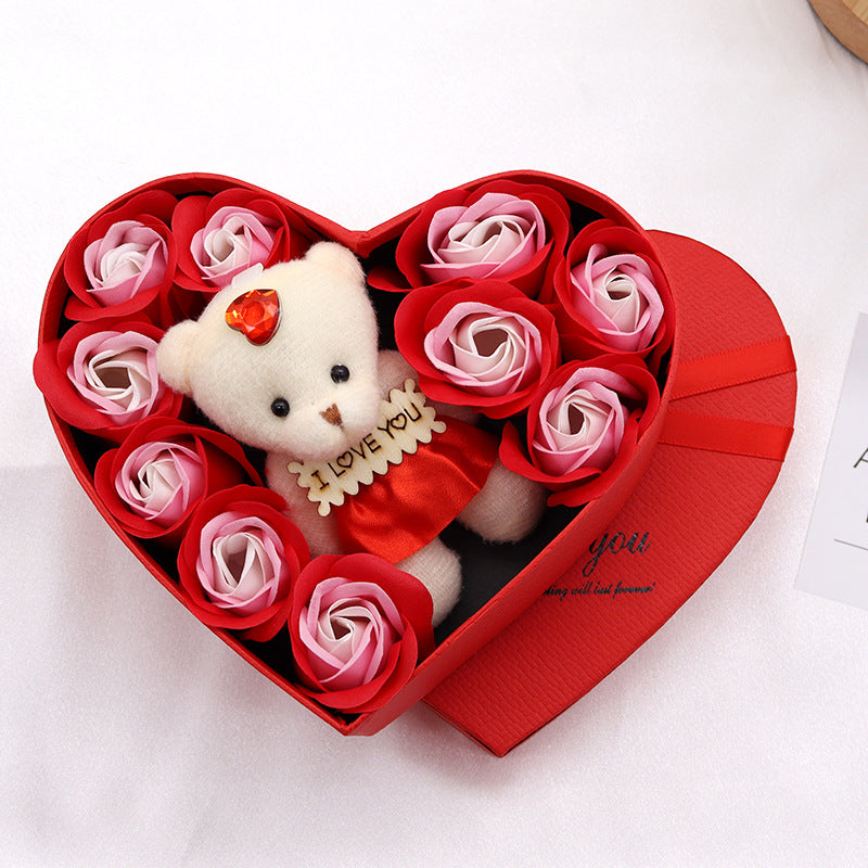 Soap Flower Bear Heart Shape Gift Box Valentine's Day Gift 7