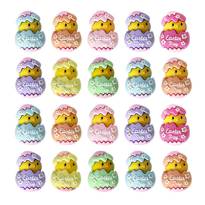 20Pcs Silicone 3D Focal Beads Easter Chicken Hatching Eggs With Printed Text 2