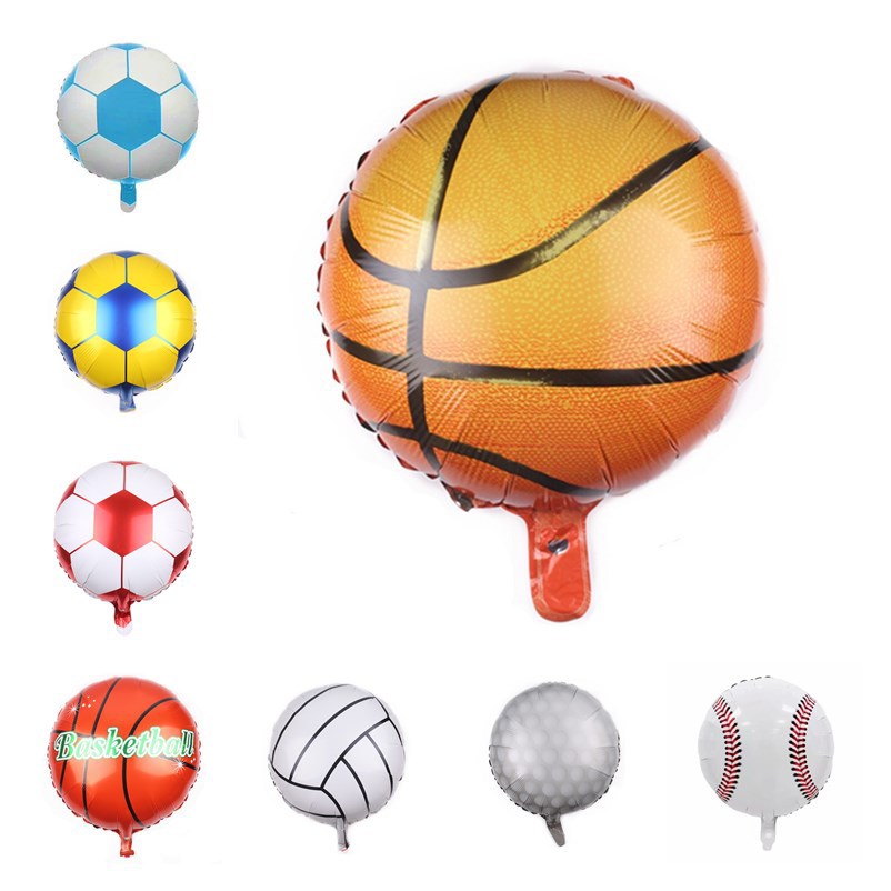 Sports Ball Foil Balloons Party Decoration Set 18 Inch 5pcs