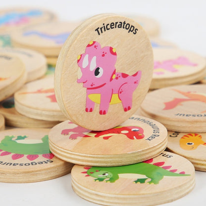 Wooden Dinosaur Number Traffic Memory Game Montessori Toys 2