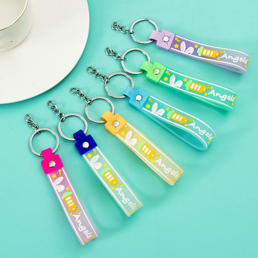Rabbit Silicone Bead Wristlet Keychain 11x1.75cm Cute Design