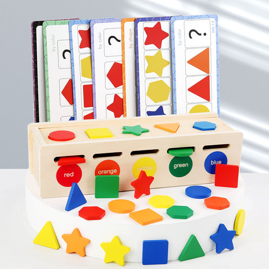 Wooden Color Shape Sorting Box Montessori Toys for Toddlers