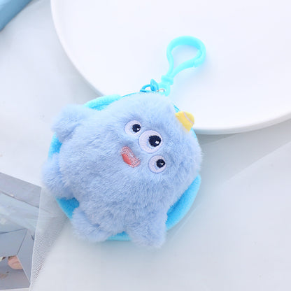 Cartoon Plush Monster Keychain Cotton Coin Purse Charm 6