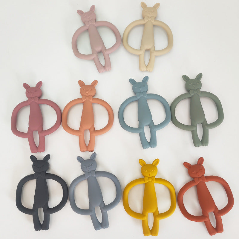 Silicone Baby Teether Rabbit Shape 2Pcs Set for Infant 5
