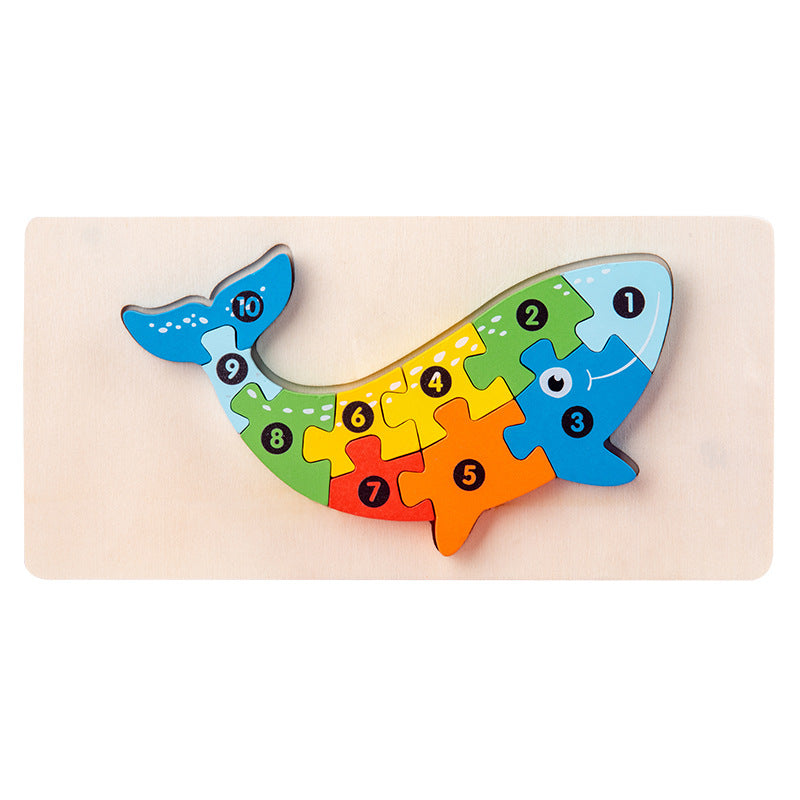 Wooden Building Blocks Animal Traffic Shapes Matching 3D Puzzle Toy 16