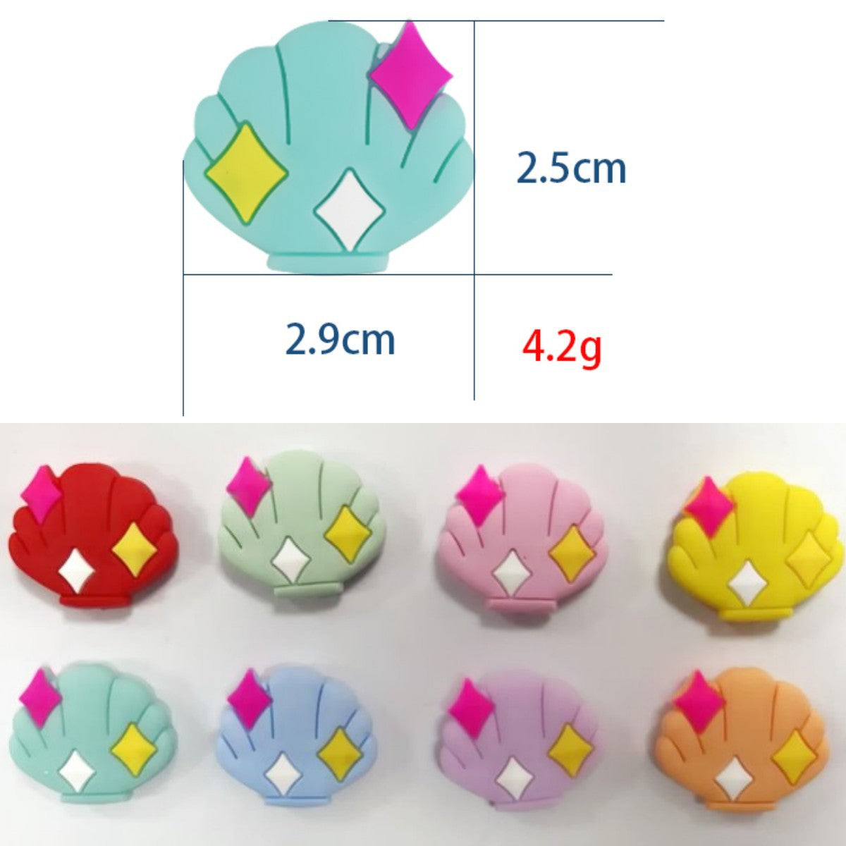 Silicone Focal Beads Shell Shape with Decorative Sparkles 2